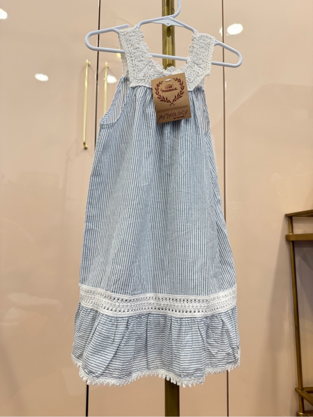 Toddler Blue Stripe Crochet-Trim Sundress by